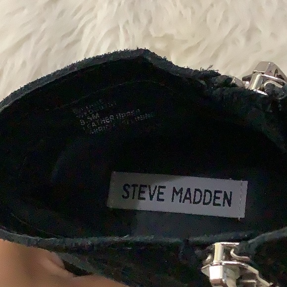 Steve Madden black leather zipper wedge boot shoes size 8.5 - Picture 7 of 7